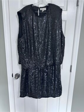 Lord & Taylor Black Sequin 2 Piece Top and Skirt.